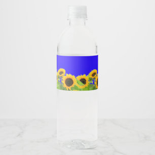 Rótulo De Garrafa De Vinho Girassóis - Bandeira Ucraniana Liberdade de Paz U