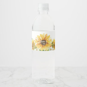 Rótulo De Garrafa De Vinho Girassol Aquarela