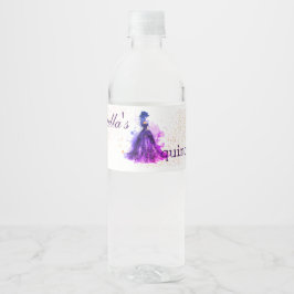 Rótulo De Garrafa De Vinho Gótica Glam Quince vestido roxo