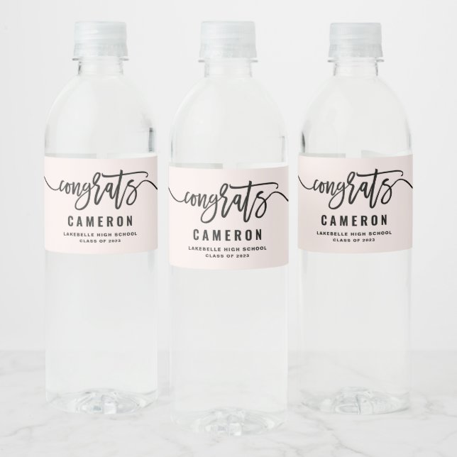Rótulo De Garrafa De Vinho Graduação de Caligrafia a Rosa-Blush (Garrafas)