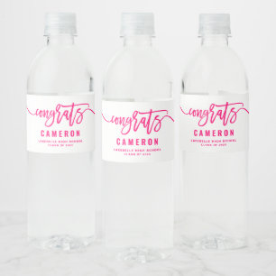 Rótulo De Garrafa De Vinho Graduação de Caligrafia Moderna, Graduação Rosa Qu
