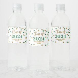 Rótulo De Garrafa De Vinho Graduação de Confetti Glitter Verde Dourado