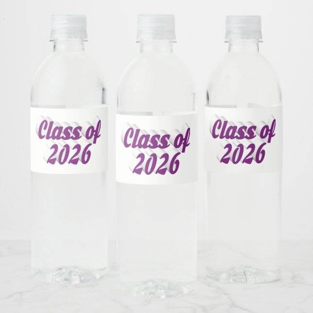 Rótulo De Garrafa De Vinho Graduação turma de 2026 texto roxo (Garrafas)