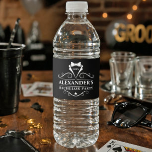 Rótulo De Garrafa De Vinho Gravata Preta de Smoking para Despedida de Solteir