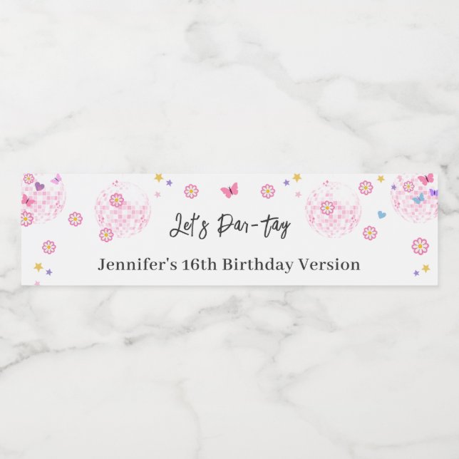 Rótulo De Garrafa De Vinho Groovy Disco Eras Festa de aniversário (Rótulo Único)