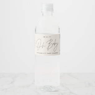 Rótulo De Garrafa De Vinho guião chá de fraldas creme natural moderno elegant