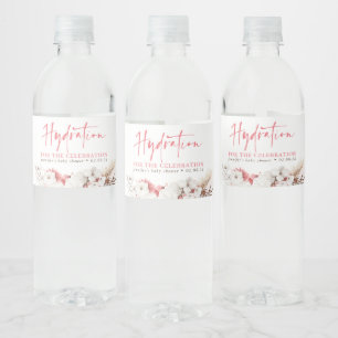 Rótulo De Garrafa De Vinho Hidratação para a Celebração - Floral Rosa