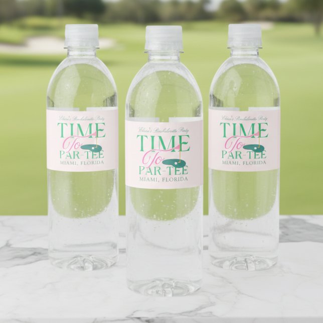 Rótulo De Garrafa De Vinho Hora da Festa de Golf Solteira (Time to Par-Tee Golf Bachelorette Water Bottle Label)