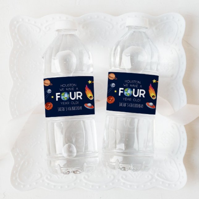 Rótulo De Garrafa De Vinho Houston Temos Uma Festa De Quarto Aniversário De Q (Criador carregado)