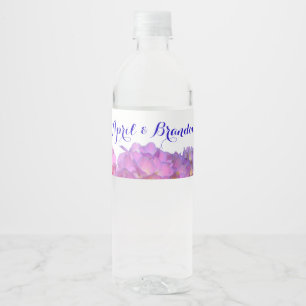 Rótulo De Garrafa De Vinho Hydrangeas Rosa e Azul