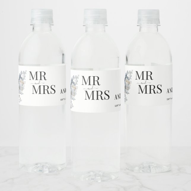 Rótulo De Garrafa De Vinho Ilustração de Arranjo Floral em Aquarela Rústica (Garrafas)