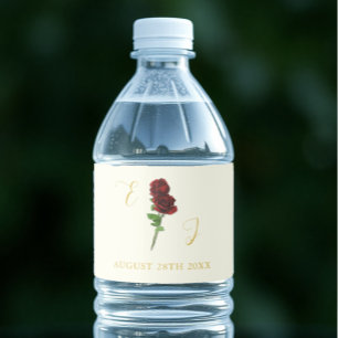 Rótulo De Garrafa De Vinho Ivory Dourada Rosa Wedding