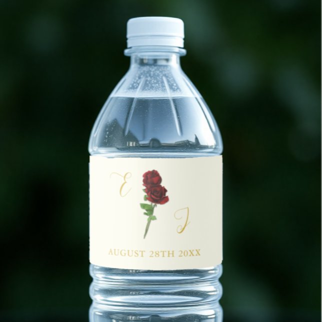 Rótulo De Garrafa De Vinho Ivory Dourada Rosa Wedding (Criador carregado)