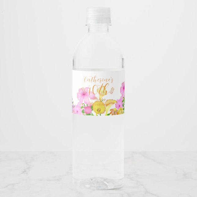 Rótulo De Garrafa De Vinho Jardim Floral Branco (Frente)