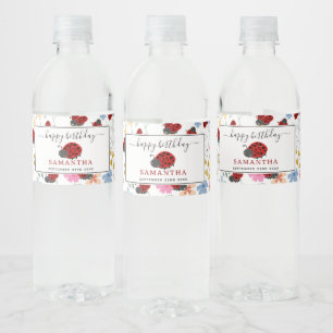 Rótulo De Garrafa De Vinho Joaninhas Fofas Flores Silvestres Aniversário Flor