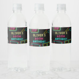 Rótulo De Garrafa De Vinho Jogos de arcade de neon para qualquer ano de anive