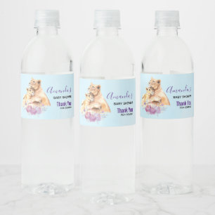 Rótulo De Garrafa De Vinho Leão e Cubo Da Mãe De Cores D'Água Agradecemos