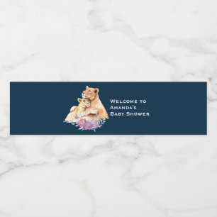 Rótulo De Garrafa De Vinho Leão-mãe e Cub de uma cor d'água