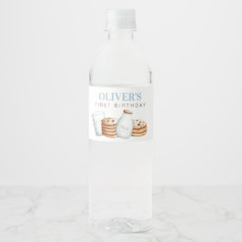 Rótulo De Garrafa De Vinho Leite e Cookies Azul Aniversário