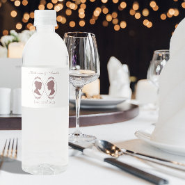 Rótulo De Garrafa De Vinho Lésbicas Brides Regência Rosas Rosa