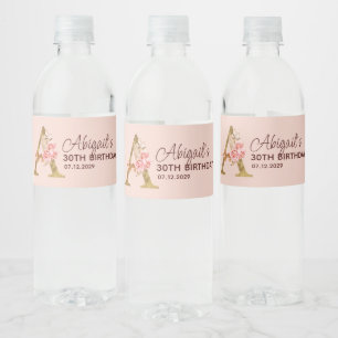 Rótulo De Garrafa De Vinho Letra A Monograma Dourado Rosas Rosa Beijo