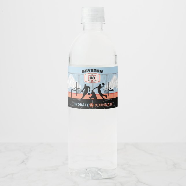 Rótulo De Garrafa De Vinho Leve-O Ao Tribunal De Basquete (Frente)