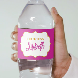 Rótulo De Garrafa De Vinho Linda Princesa Elegante Menina Dourado Nome Fada V