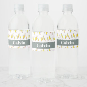Rótulo De Garrafa De Vinho Linguetas brancas de amarelo kawaii em branco