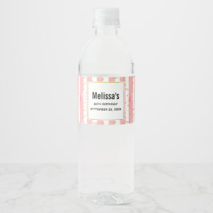 Rótulo De Garrafa De Vinho Listras Leves Rosa   Faux Dourado Confetti Birthda