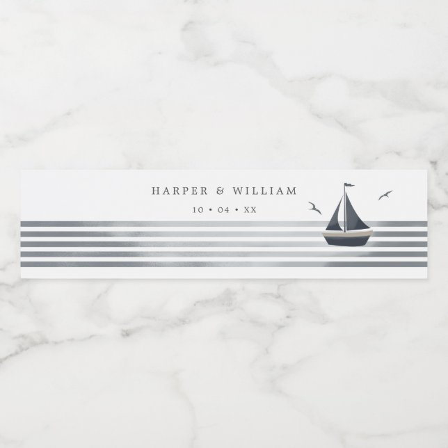 Rótulo De Garrafa De Vinho Litoral em veleiro (Rótulo Único)