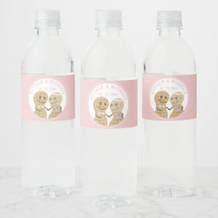 Rótulo De Garrafa De Vinho Loucos Sobre Um Chá de panela De Casamento Rosa