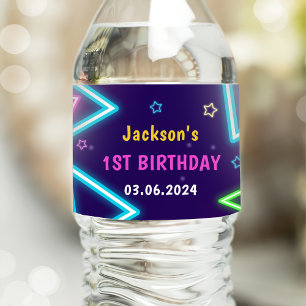 Rótulo De Garrafa De Vinho Luzes de Neon Brilhantes Obrigado Festa de anivers