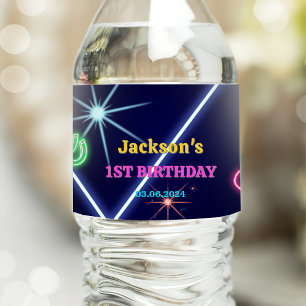 Rótulo De Garrafa De Vinho Luzes de Neon Brilhantes Obrigado Festa de anivers