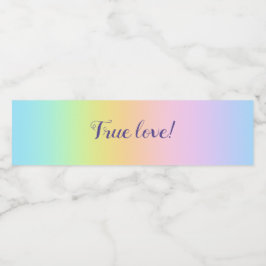 Rótulo De Garrafa De Vinho Magnífico Casamento Pastel Rainbow "Verdadeiro Amo