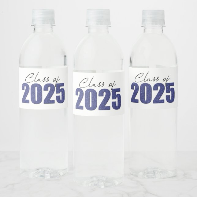Rótulo De Garrafa De Vinho Marinho Blue Glitter Classe de 2025 (Garrafas)