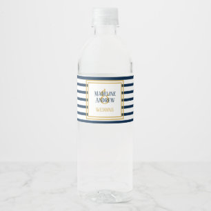Rótulo De Garrafa De Vinho Marinho - Casamento de Stripes Náuticas