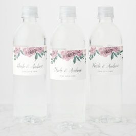 Rótulo De Garrafa De Vinho Mauve Watercolor Rosa Floral Wedding