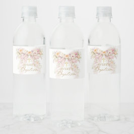 Rótulo De Garrafa De Vinho Menina do Arco Floral Bloom Batismo