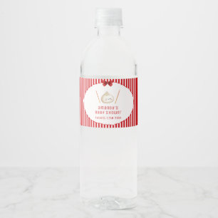 Rótulo De Garrafa De Vinho Menina Kawaii Vermelha Arco Churrasco de Bebê de B
