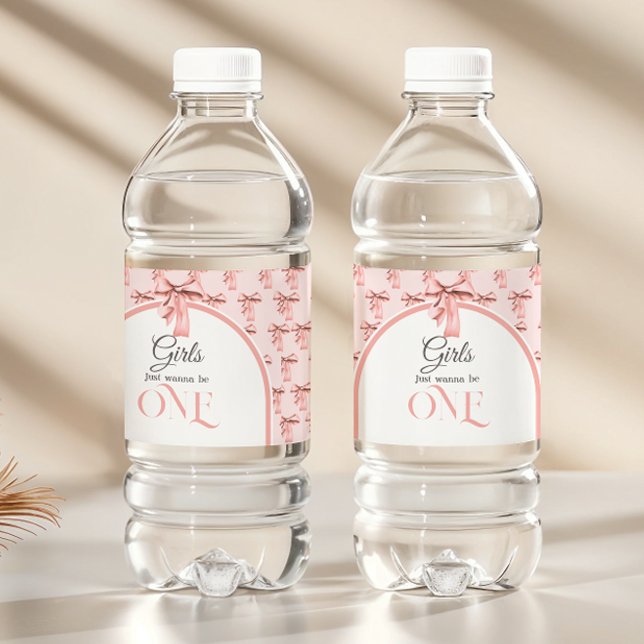 Rótulo De Garrafa De Vinho Meninas só querem ser um Arco rosa primeiro aniver (Criador carregado)