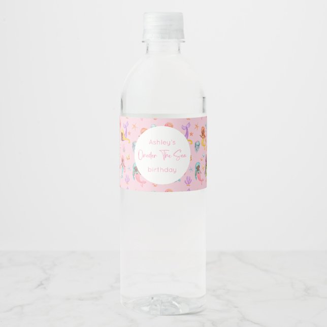 Rótulo De Garrafa De Vinho Mermaid Birthday (Frente)
