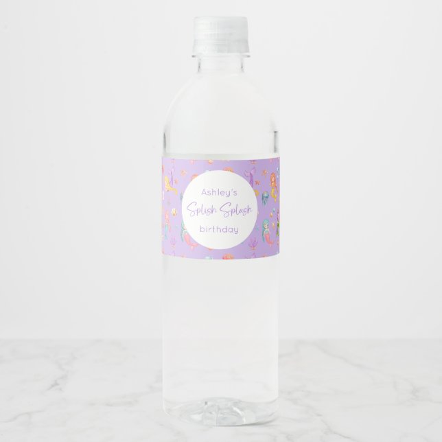 Rótulo De Garrafa De Vinho Mermaid Birthday (Frente)