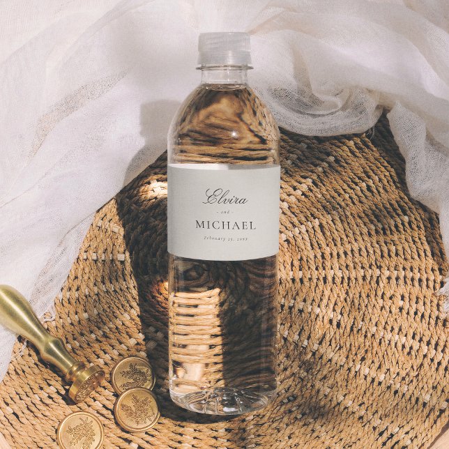 Rótulo De Garrafa De Vinho Minimalist Calligraphy Editorial Wedding (Criador carregado)