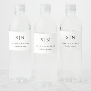Rótulo De Garrafa De Vinho Minimalista e Chic Casamento Preto e Branco