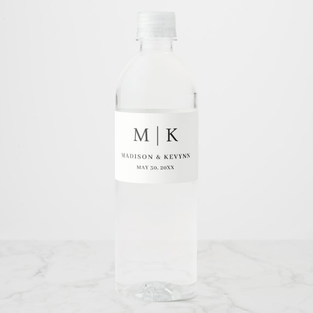 Rótulo De Garrafa De Vinho Mínimo e Chic | Casamento (Frente)