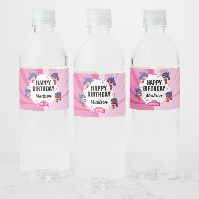 Rótulo De Garrafa De Vinho Miraculoso Ladybug Chibi Birthday (Garrafas)