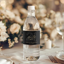 Rótulo De Garrafa De Vinho Modern Black Gold 21st Birthday Party