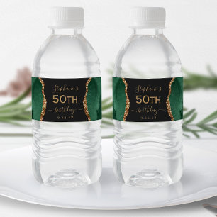 Rótulo De Garrafa De Vinho Moderno Verde Esmeralda Dourado Ágata Escuro 50º A