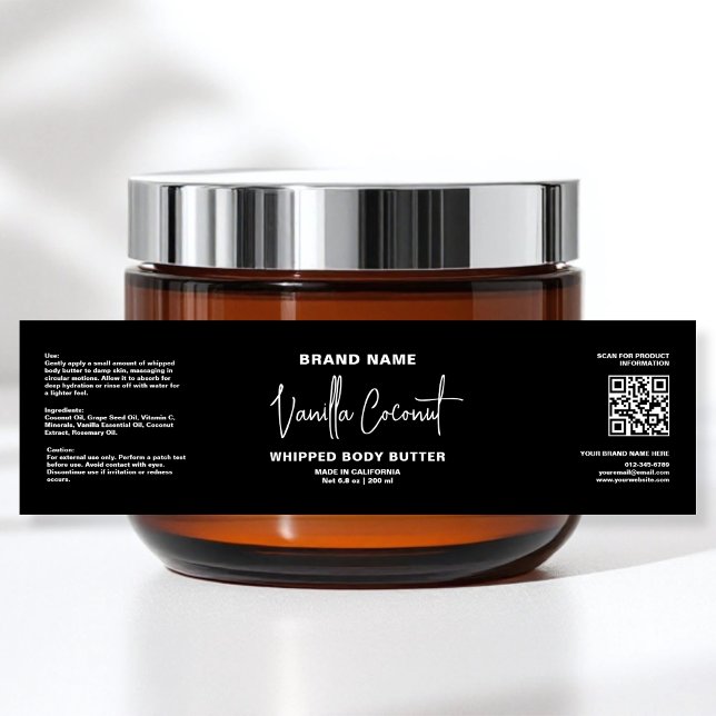 Rótulo De Garrafa De Vinho Molhador de Jar Cosmético Preto Minimizado (Criador carregado)