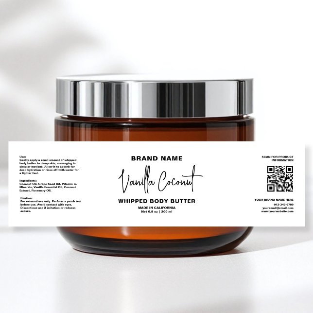 Rótulo De Garrafa De Vinho Molhador de Jar Cosmético Preto Minimizado (Criador carregado)